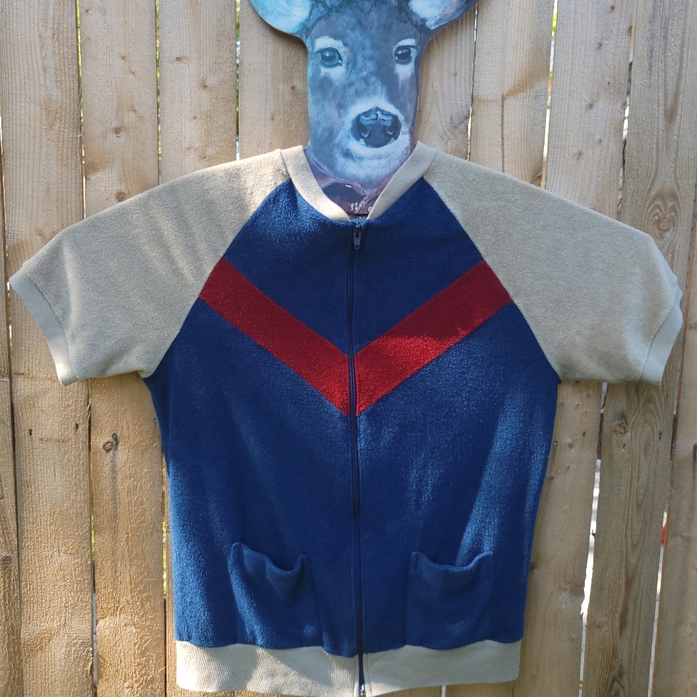 Vintage suede zip-up t-shirt